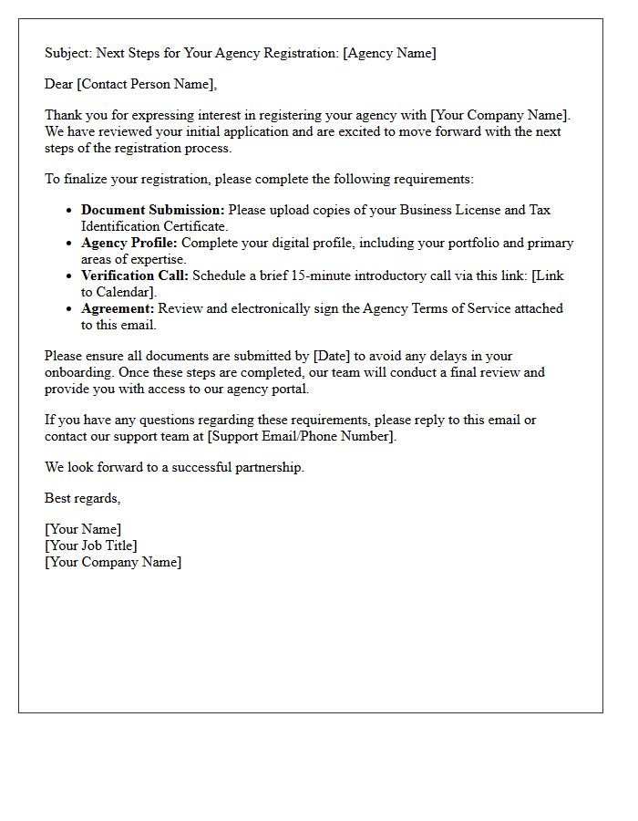 Next Steps For Agency Registration Letter