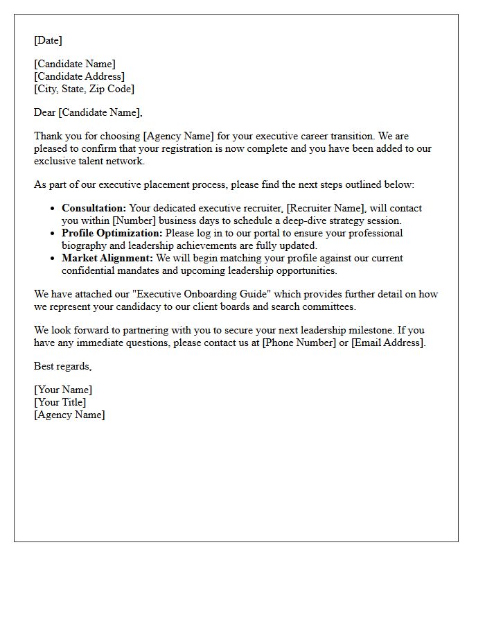 Executive Placement Registration and Next Steps Letter