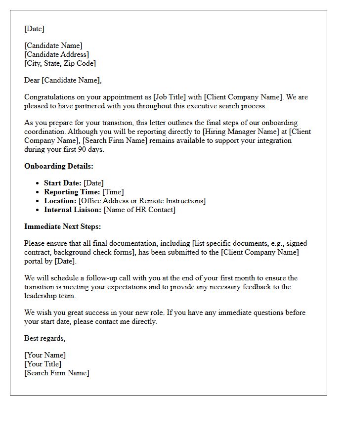 Retained Search Candidate Onboarding Letter