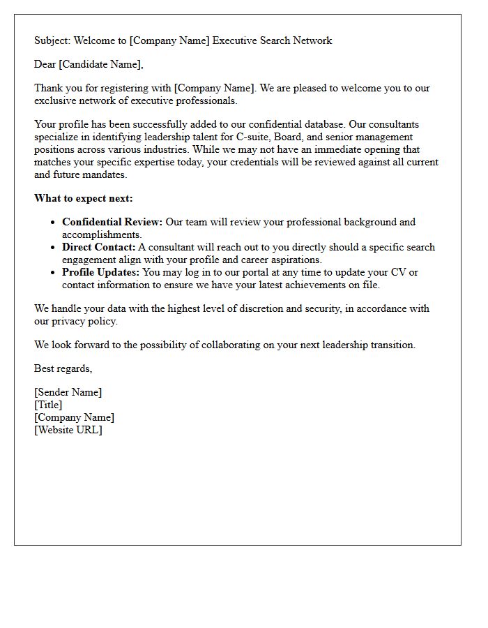Welcome to Our Executive Search Registration Letter