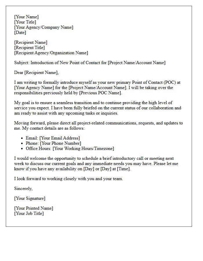 Agency Point Of Contact Introduction Letter