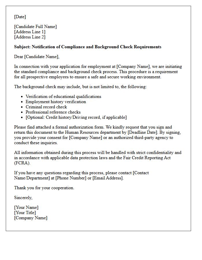 Compliance And Background Check Letter