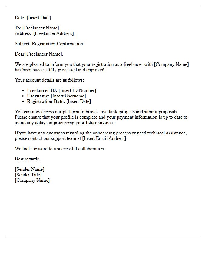 Freelancer Registration Confirmation Letter
