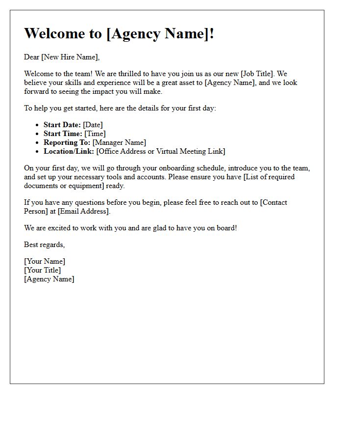Welcome To The Agency Onboarding Letter