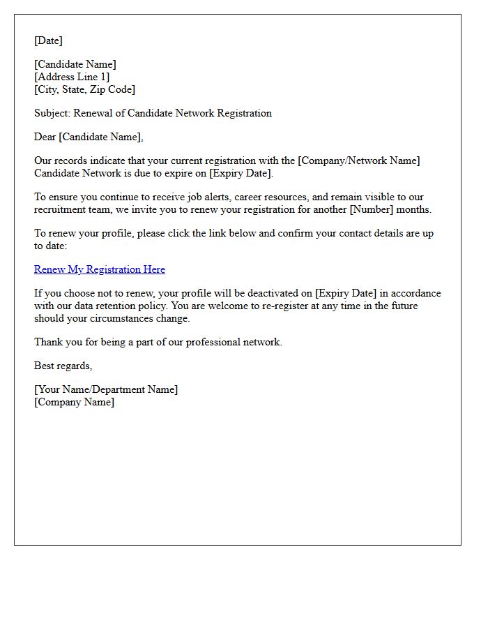 Candidate Network Registration Renewal Letter