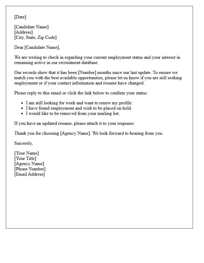 Employment Agency Candidate Renewal Letter