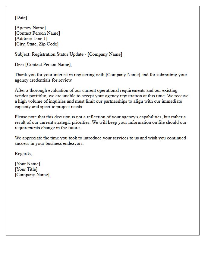 High Volume Agency Registration Declination Letter