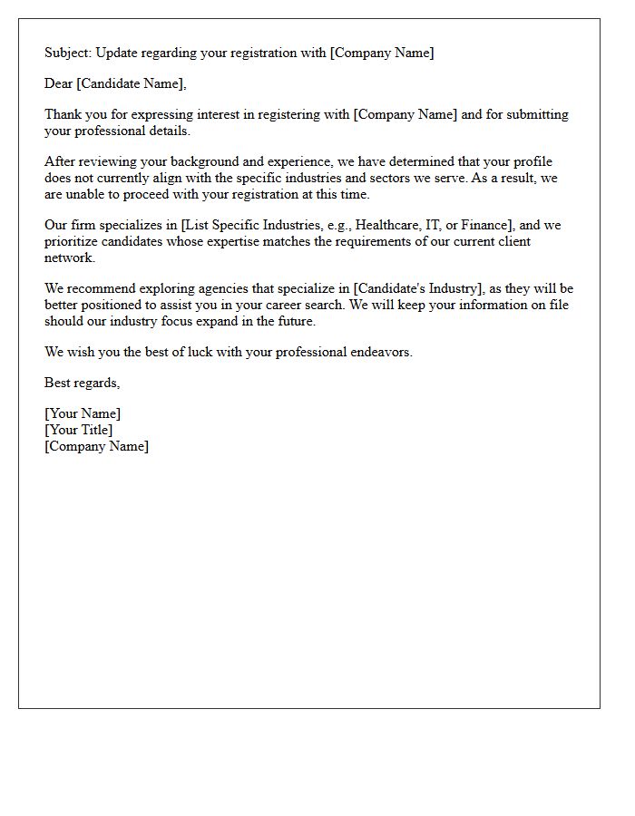 Industry Misalignment Candidate Registration Declination Letter