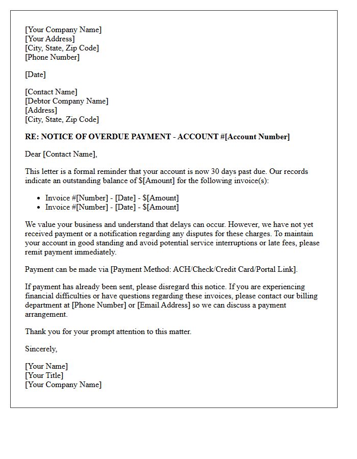Corporate Debt Thirty Days Past Due Letter
