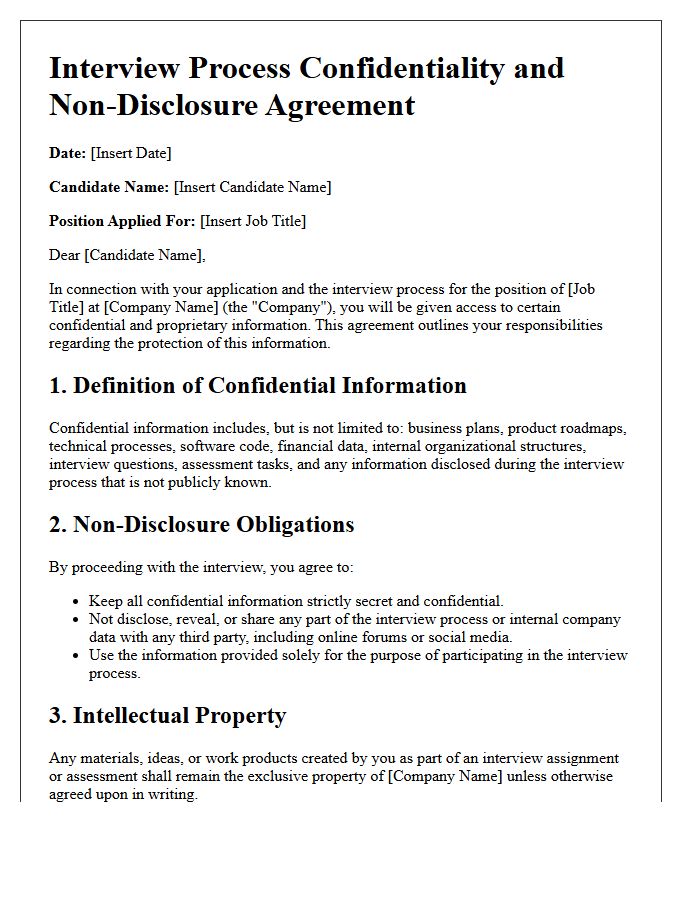 Interview Process Confidentiality And Non-Disclosure Registration Letter