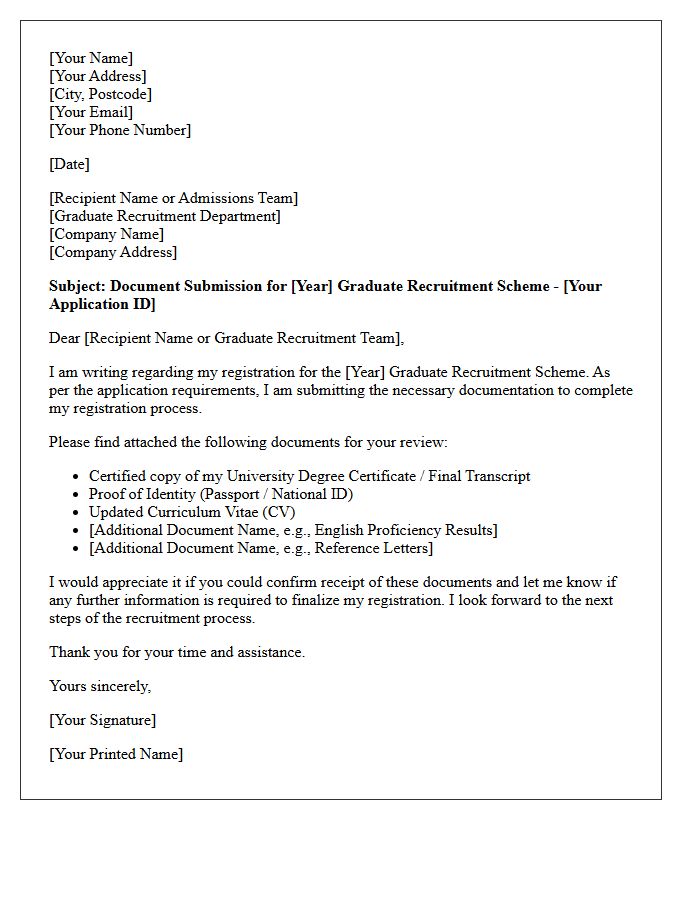 Document Request Letter for Graduate Recruitment Scheme Registration