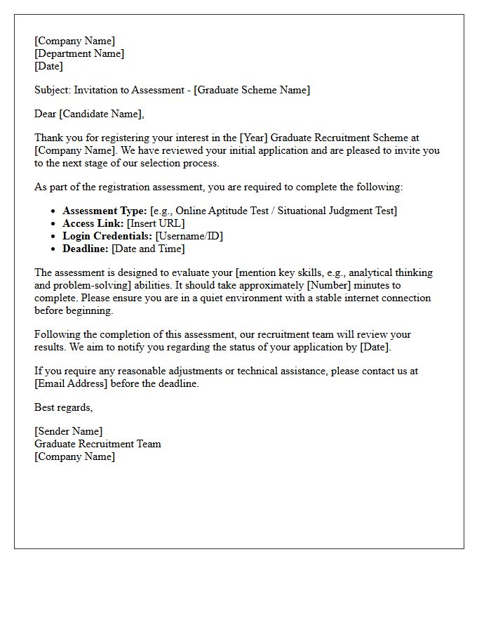 Graduate Recruitment Scheme Registration Assessment Letter