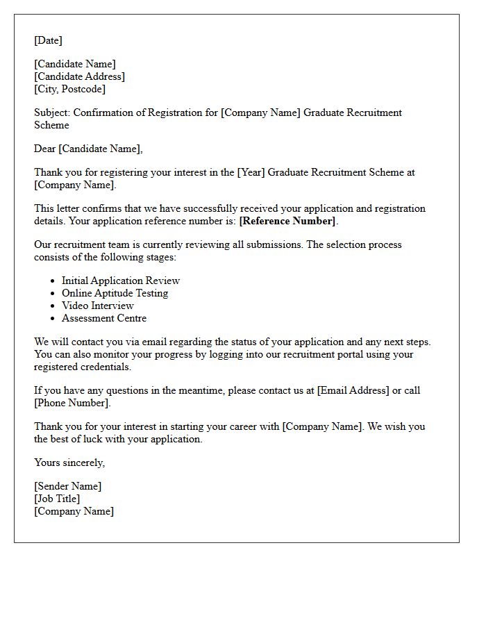 Graduate Recruitment Scheme Registration Confirmation Letter