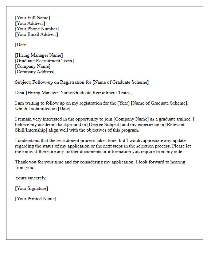 Graduate Recruitment Scheme Registration Follow-Up Letter