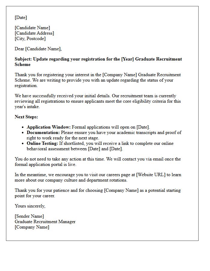 Graduate Recruitment Scheme Registration Update Letter