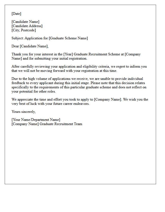 Registration Rejection Letter for Graduate Recruitment Scheme
