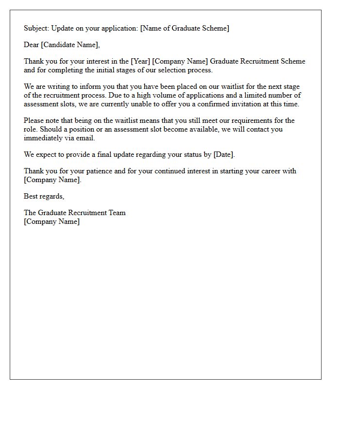 Registration Waitlist Letter for Graduate Recruitment Scheme