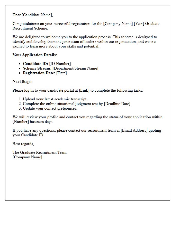Welcome Letter for Graduate Recruitment Scheme Registration