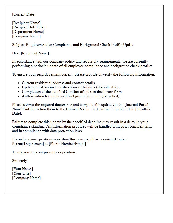 Compliance And Background Check Profile Update Letter