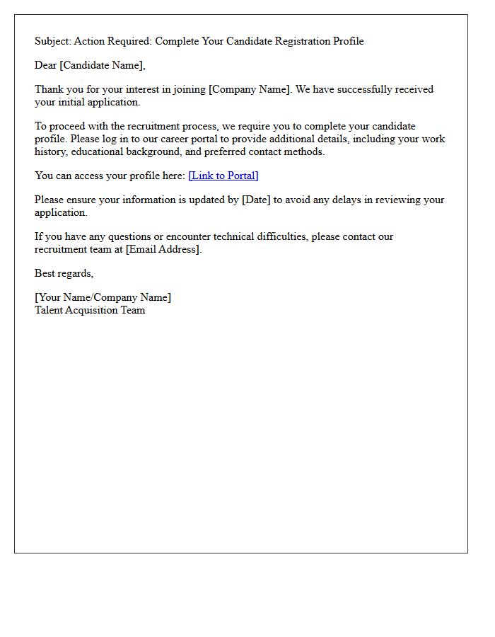 Initial Candidate Registration Profile Update Letter