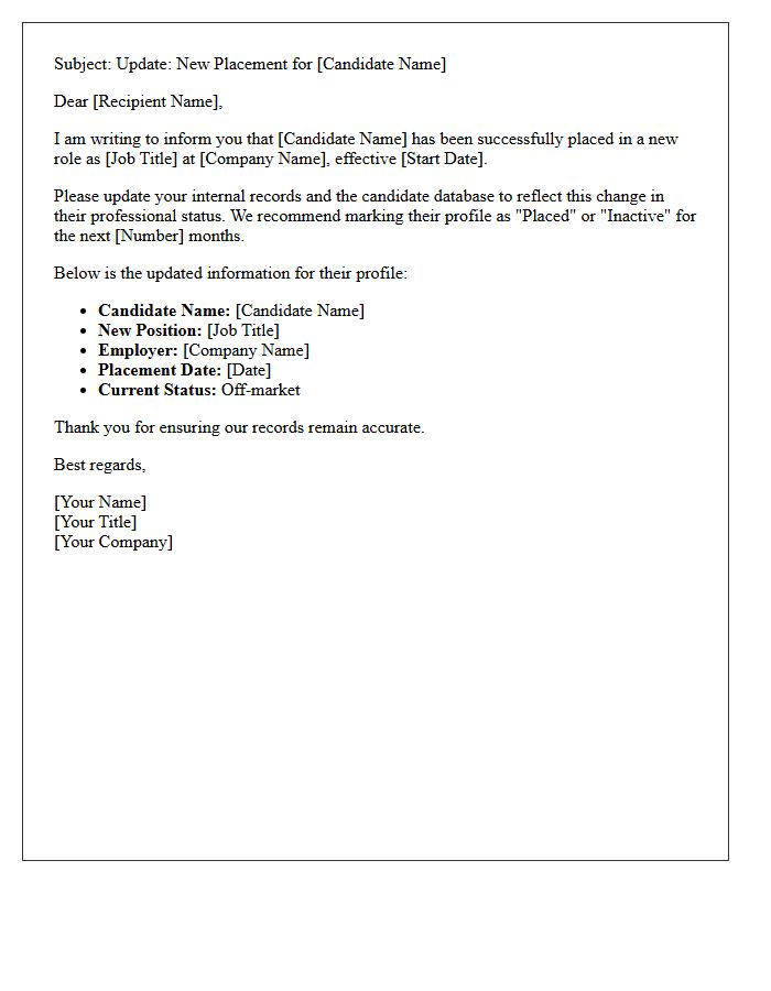 Post-Placement Candidate Profile Update Letter