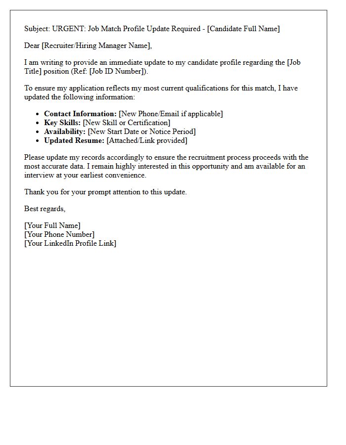 Urgent Job Match Candidate Profile Update Letter