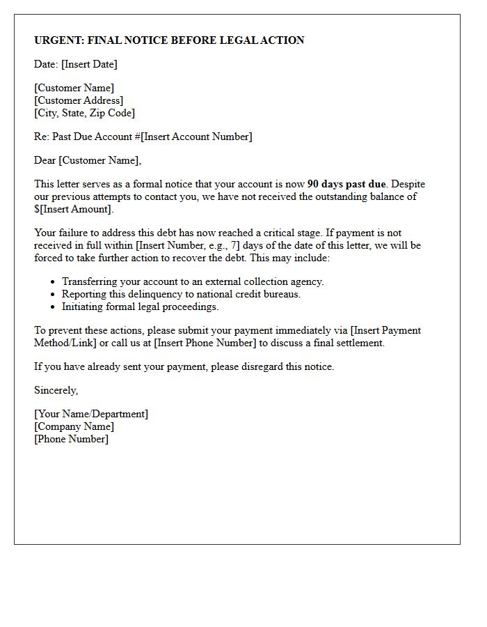 Urgent Ninety Days Past Due Collection Letter