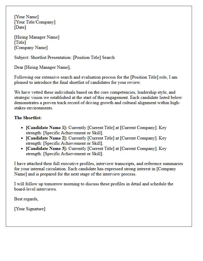 C-Suite Executive Shortlist Introduction Letter