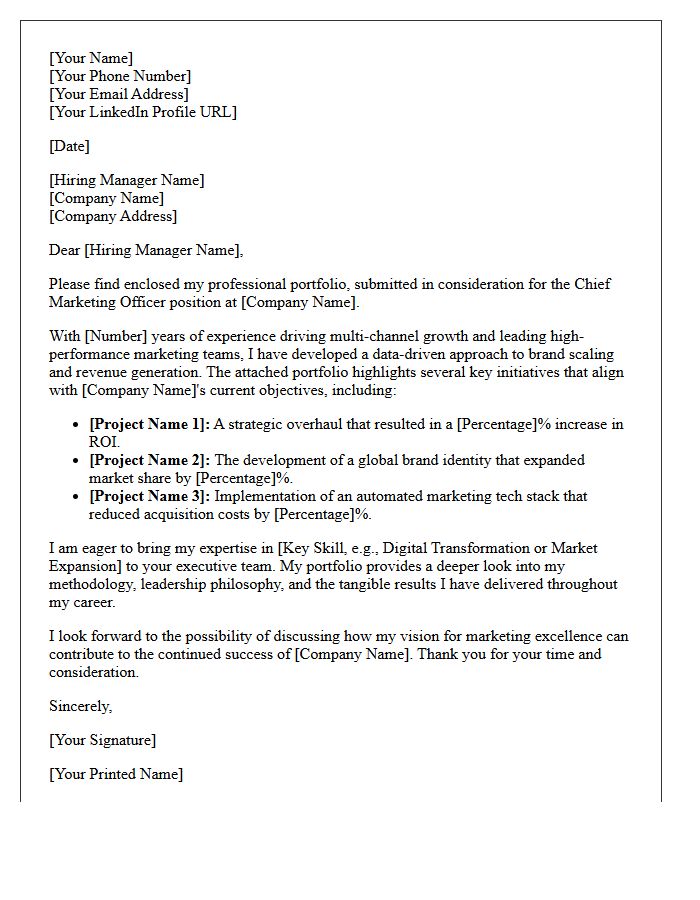 Chief Marketing Officer Portfolio Submittal Letter