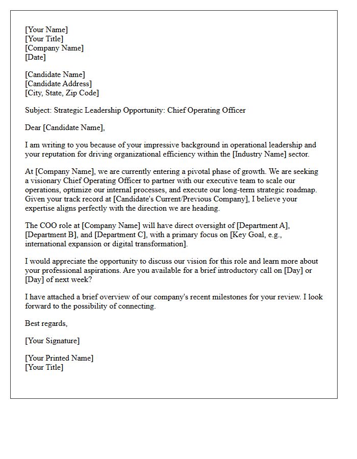 Chief Operating Officer Prospective Candidate Letter