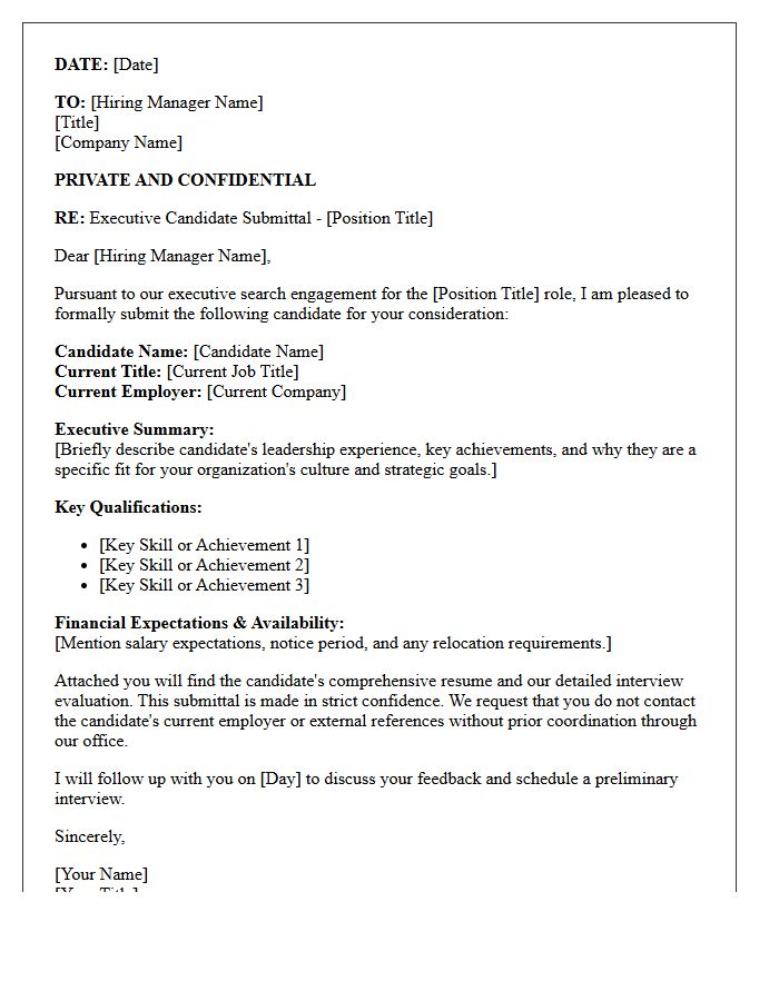 Confidential Executive Search Submittal Letter