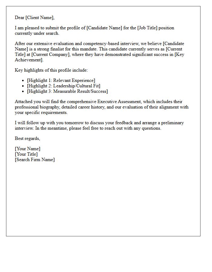 Retained Search Executive Profile Submittal Letter