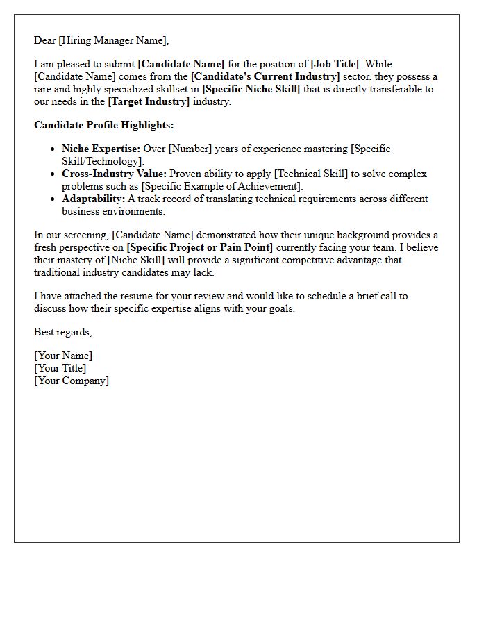 Cross Industry Niche Skillset Candidate Submittal Letter