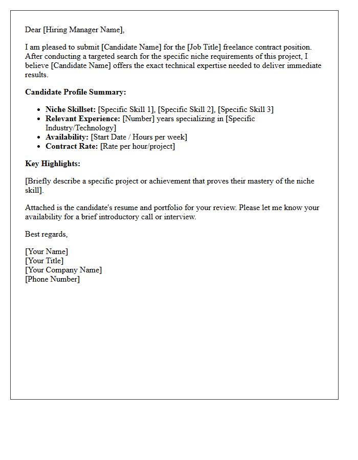 Freelance Contract Niche Skillset Candidate Submittal Letter