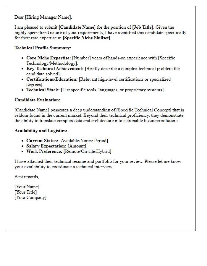 Highly Technical Niche Skillset Candidate Submittal Letter