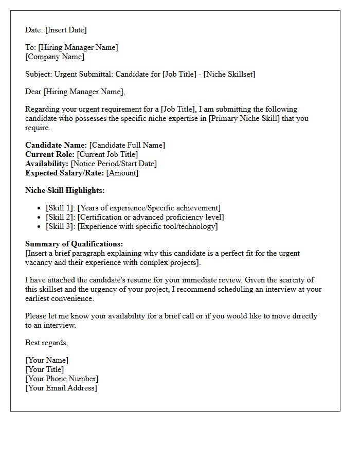 Urgent Requirement Niche Skillset Candidate Submittal Letter