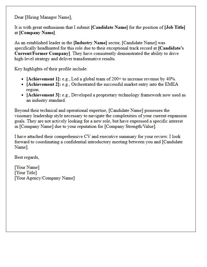 Headhunted Industry Leader Submittal Letter