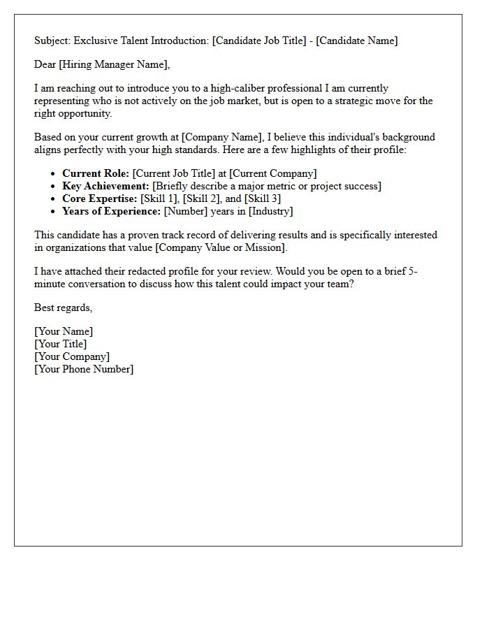 Premium Passive Talent Introduction Letter