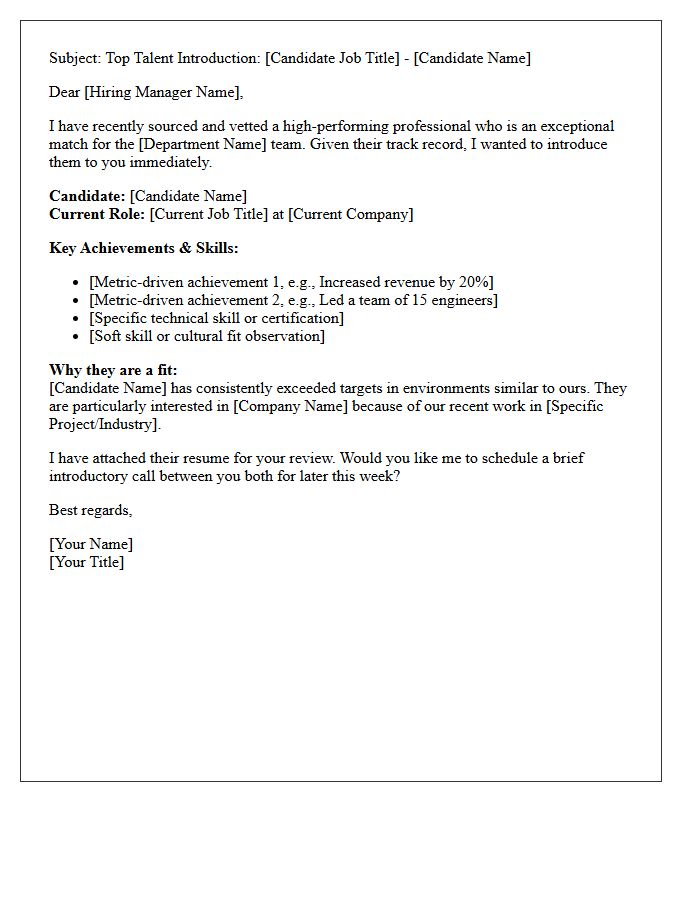 Sourced High-Performer Candidate Showcase Letter