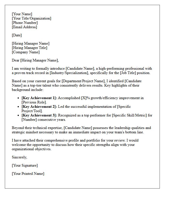 Targeted High-Performer Profile Submittal Letter