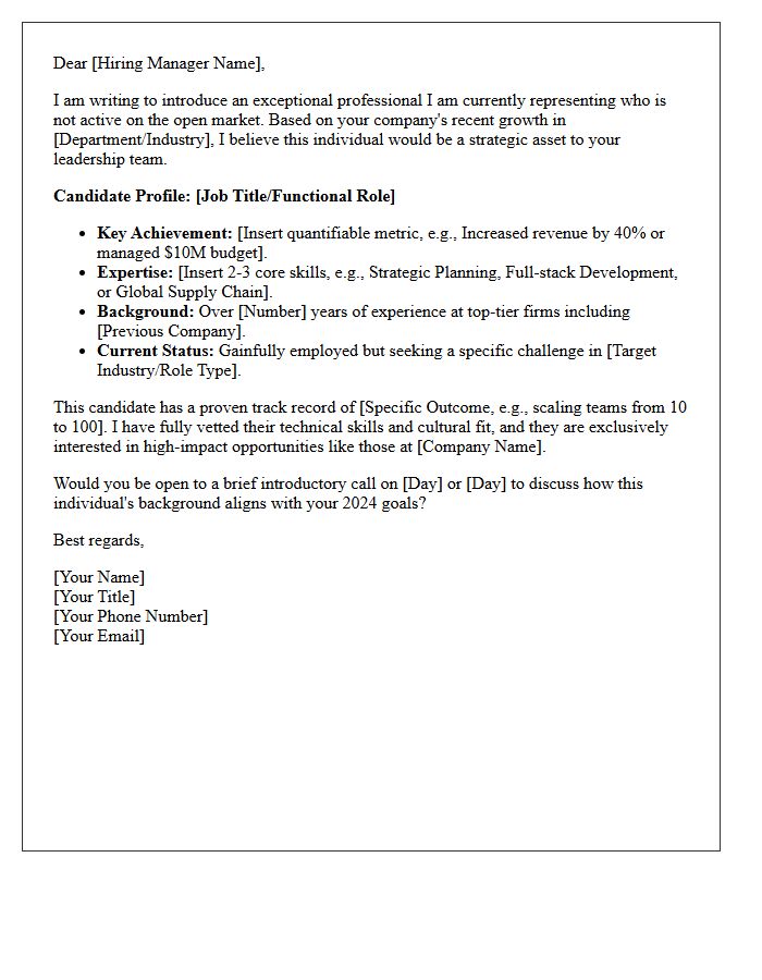 Unmarketed High-Achiever Candidate Pitch Letter