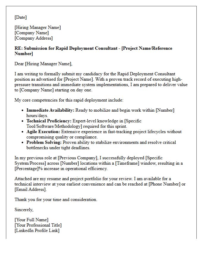Rapid Deployment Consultant Submission Letter