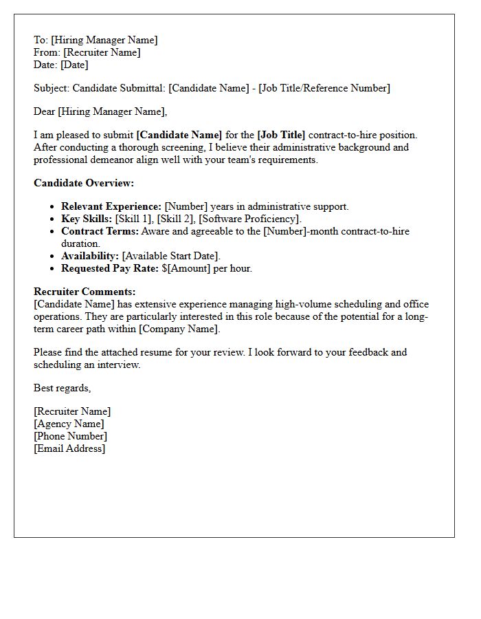 Administrative Support Contract-to-Hire Candidate Submittal Letter