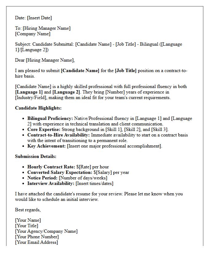 Bilingual Professional Contract-to-Hire Candidate Submittal Letter