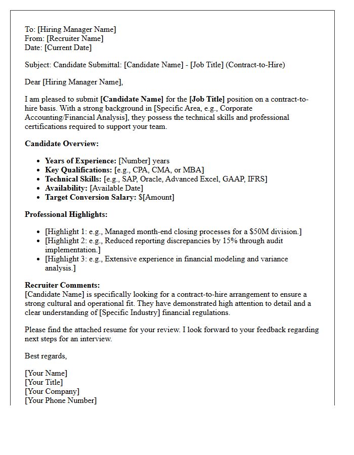 Finance and Accounting Contract-to-Hire Candidate Submittal Letter
