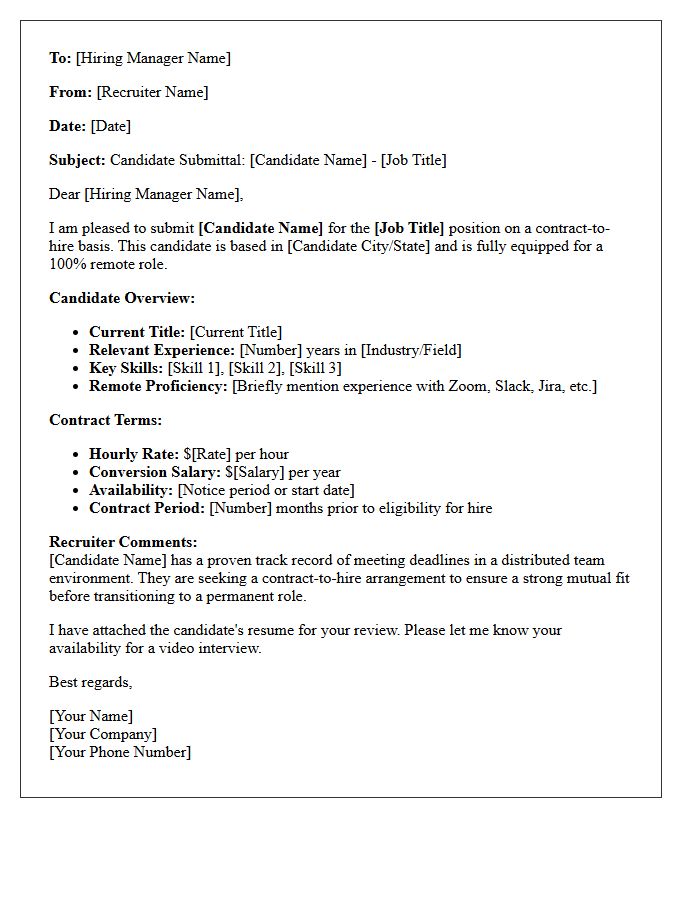 Remote Worker Contract-to-Hire Candidate Submittal Letter
