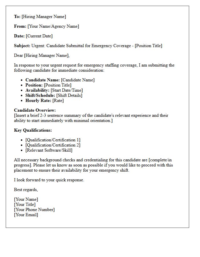 Emergency Coverage Temporary Candidate Submittal Letter