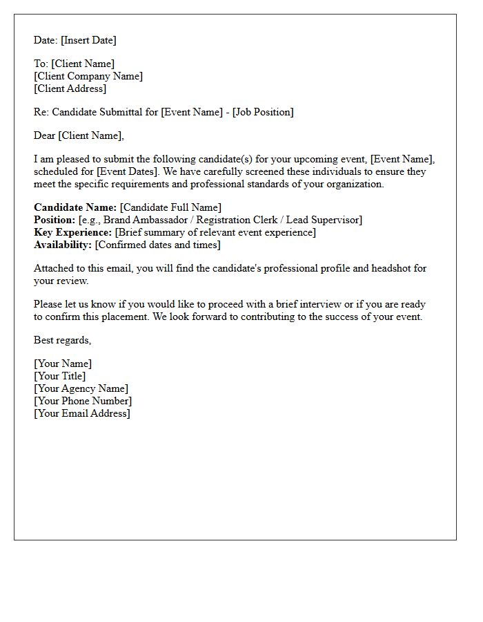 Event Staffing Short-Term Candidate Submittal Letter