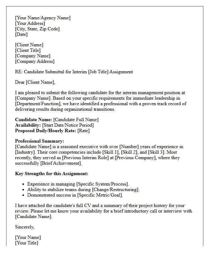 Interim Management Temporary Candidate Submittal Letter