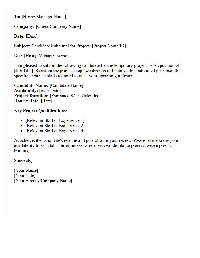 Project-Based Temporary Candidate Submittal Letter
